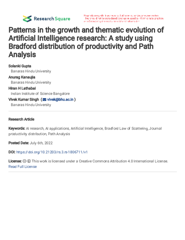 (PDF) Patterns in the growth and thematic evolution of Artificial ...