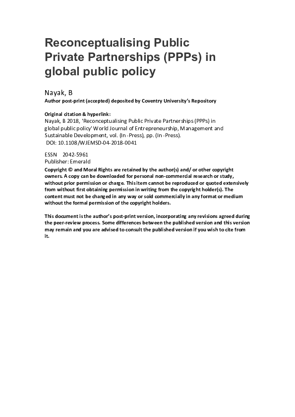 (PDF) Reconceptualising Public Private Partnerships (PPPs) in global ...