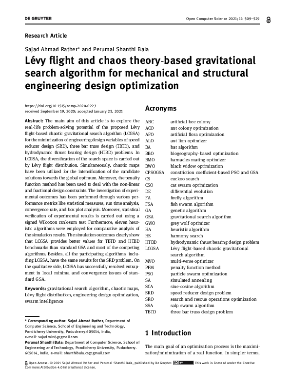 (PDF) Lévy flight and chaos theory-based gravitational search algorithm ...
