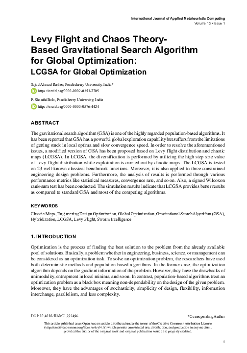 (PDF) Levy Flight and Chaos Theory-Based Gravitational Search Algorithm ...