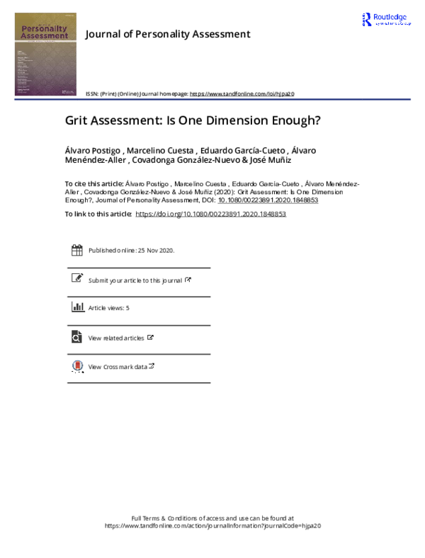 (PDF) Grit Assessment: Is One Dimension Enough?