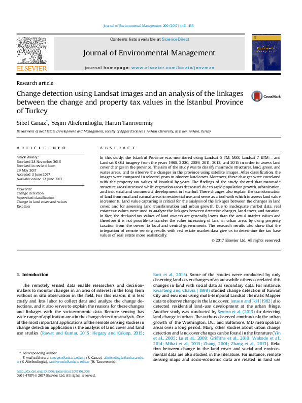 (PDF) Change detection using Landsat images and an analysis of the ...