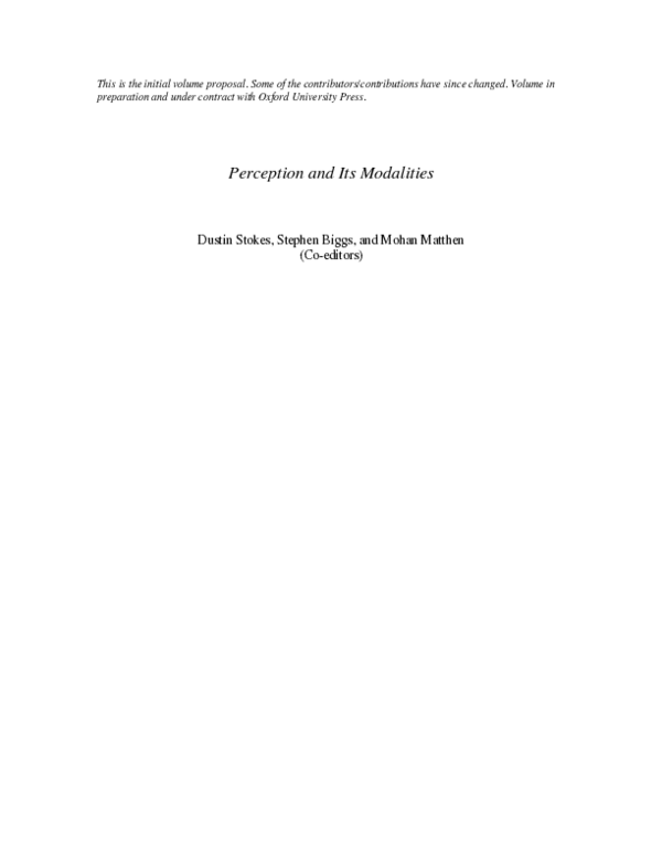(PDF) Perception and Its Modalities