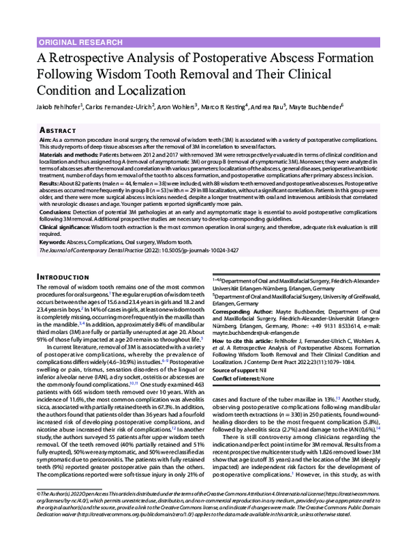 (PDF) A Retrospective Analysis of Postoperative Abscess Formation ...