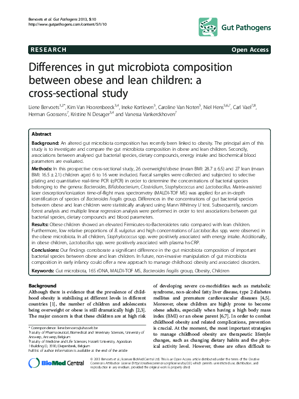 (PDF) Differences in gut microbiota composition between obese and lean