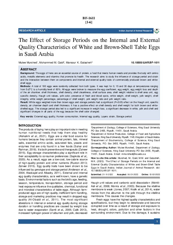 (PDF) The Effect of Storage Periods on the Internal and External ...