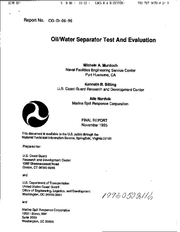 (PDF) Oil/Water Separator Test and Evaluation Atle Nordvik Academia.edu