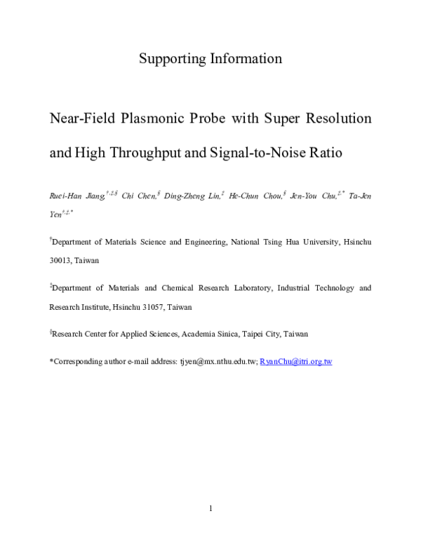 (PDF) Near-Field Plasmonic Probe with Super Resolution and High ...