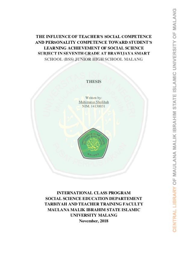 (PDF) The influence of teacher’s social competence and personality ...