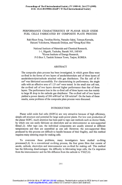 (PDF) Performance Characteristics of Planar Solid Oxide Fuel Cells ...