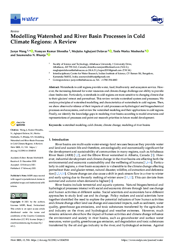 (PDF) Modelling Watershed and River Basin Processes in Cold Climate ...