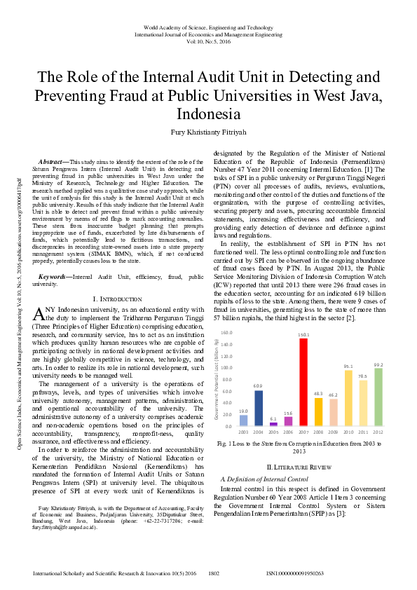 (PDF) The Role of the Internal Audit Unit in Detecting and Preventing ...