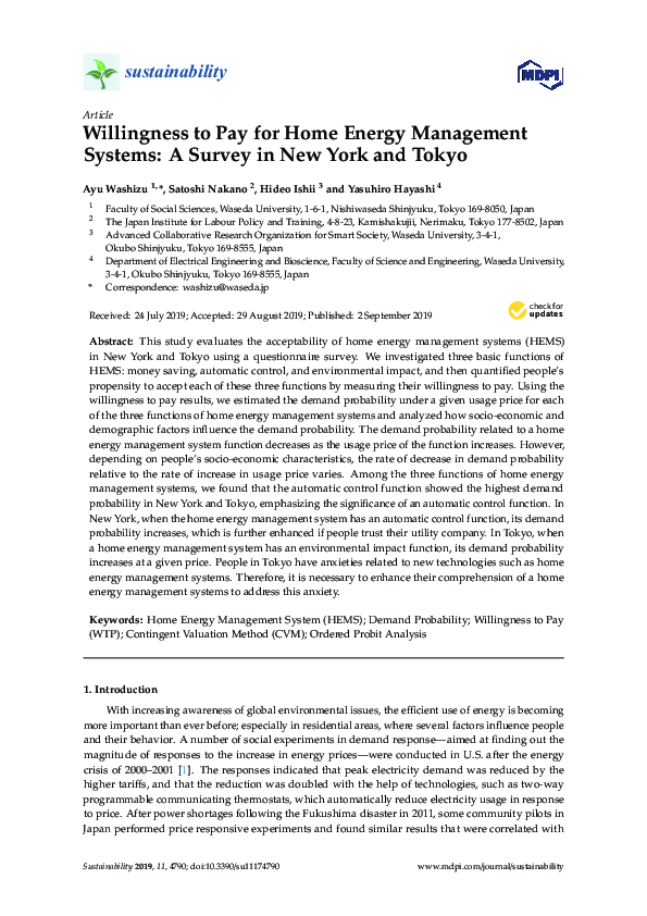 (PDF) Willingness to Pay for Home Energy Management Systems: A Survey ...