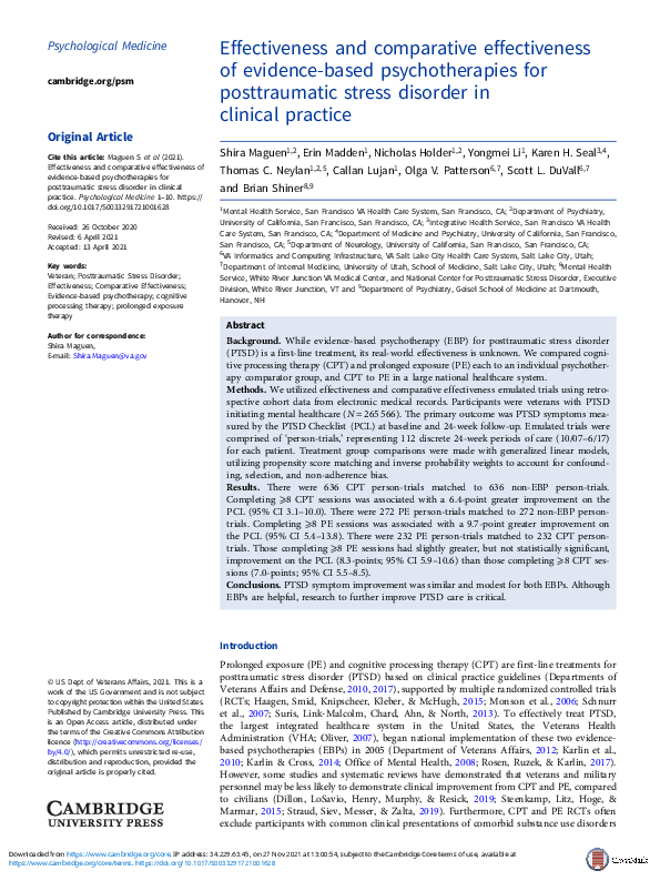 (PDF) Effectiveness and comparative effectiveness of evidence-based ...