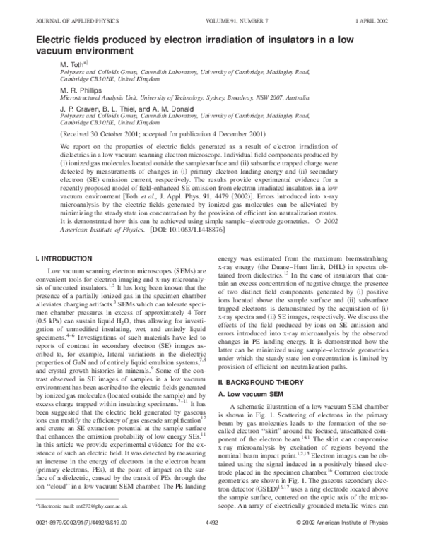 (PDF) Electric fields produced by electron irradiation of insulators in ...