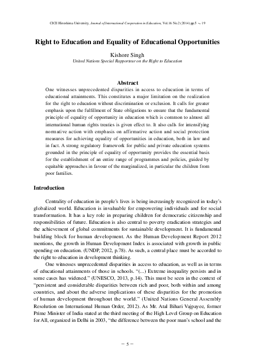 (PDF) Right to Education and Equality of Educational Opportunities ...