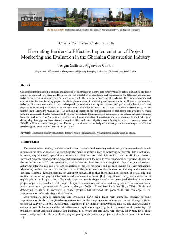 (PDF) Evaluating Barriers to Effective Implementation of Project ...
