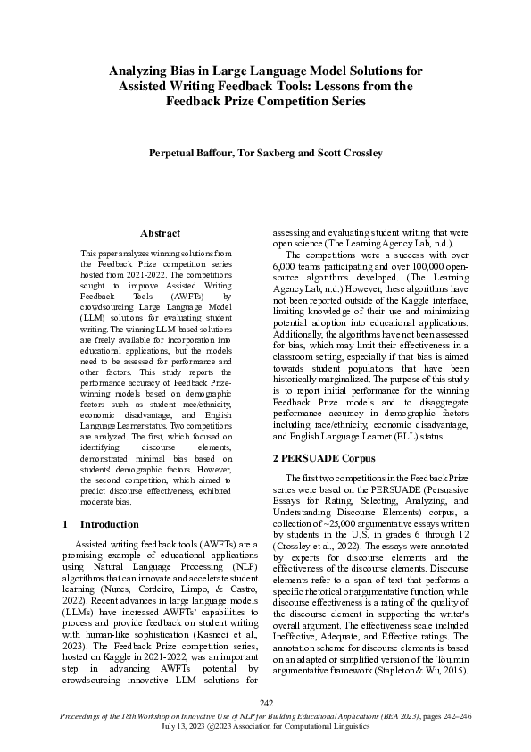 (PDF) Analyzing Bias in Large Language Model Solutions for Assisted ...