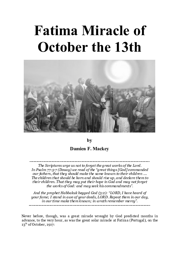 (DOC) Fatima Miracle of October the 13th