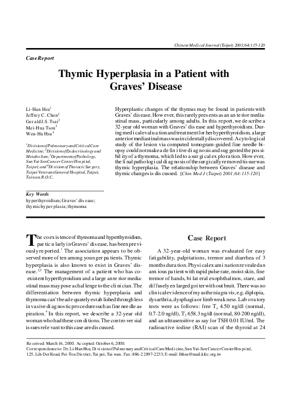 (PDF) Thymic hyperplasia in graves’ disease Regina Martin Academia.edu