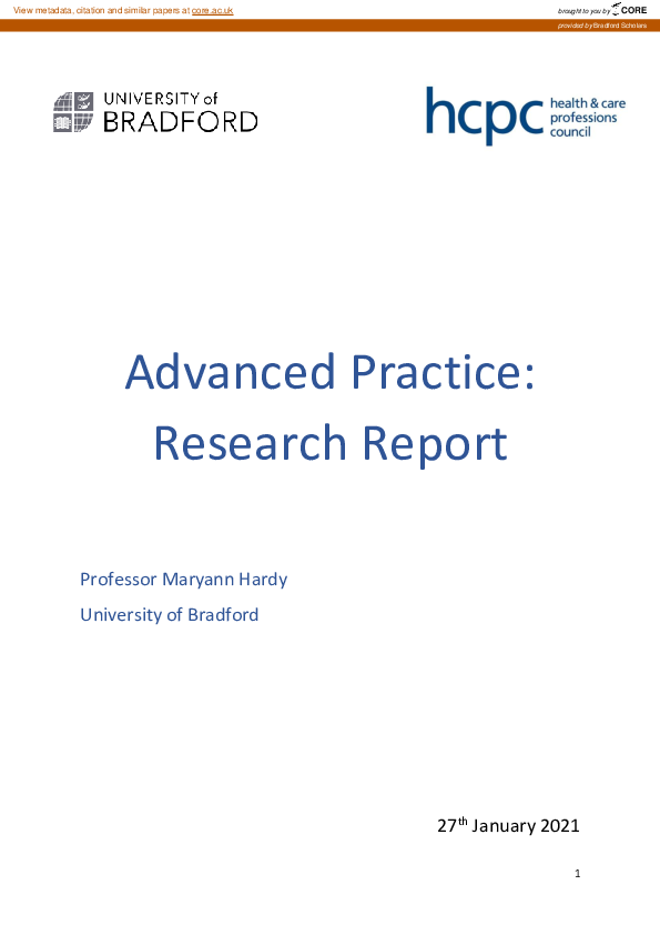 (PDF) Advanced Practice: Research Report