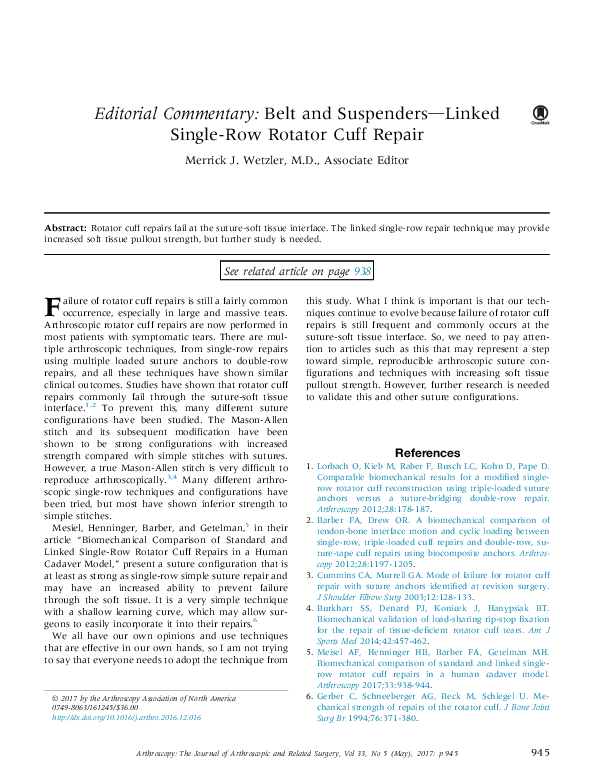 (PDF) Editorial Commentary Belt and Suspenders—Linked SingleRow