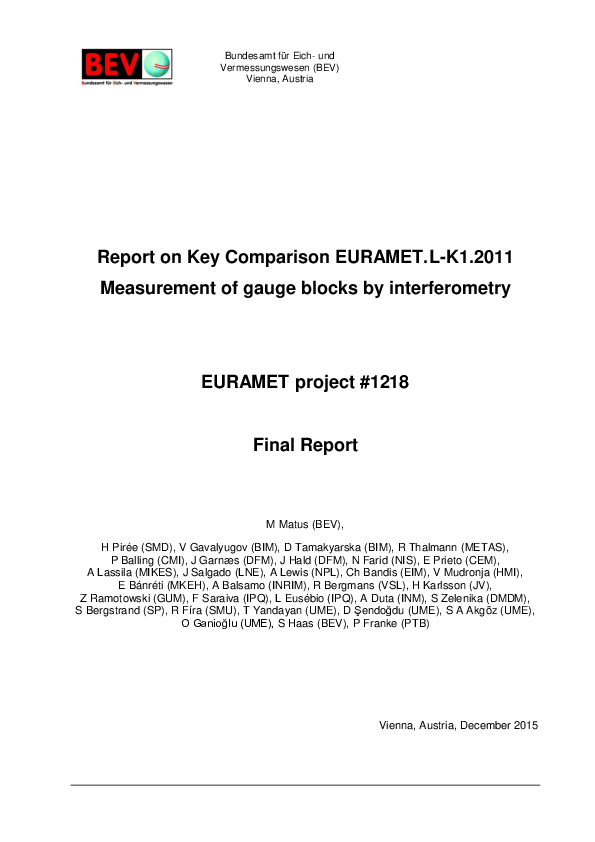 (PDF) Measurement of gauge blocks by interferometry
