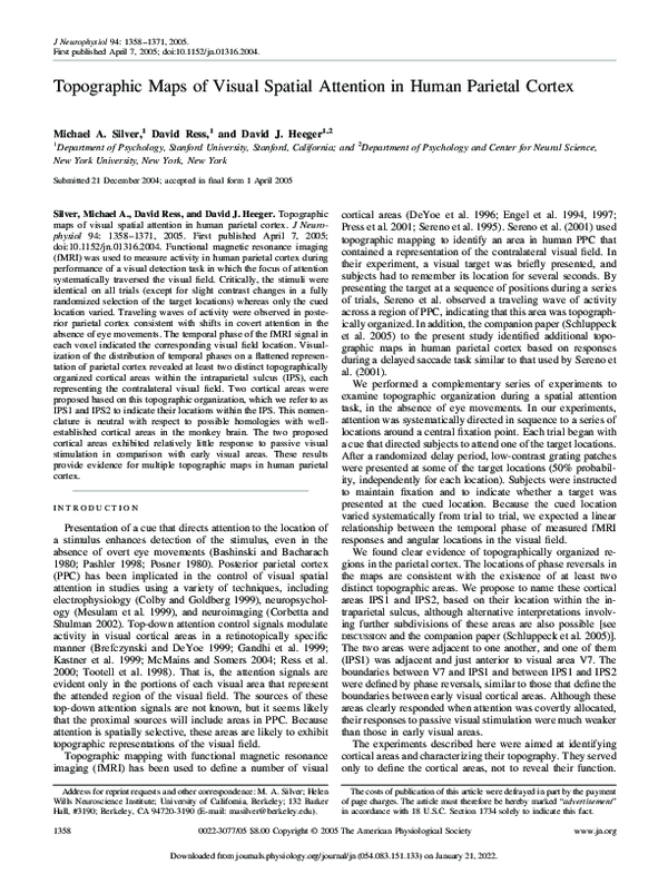 (PDF) Topographic Maps of Visual Spatial Attention in Human Parietal Cortex