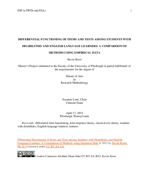 (PDF) Differential Functioning of Items and Tests among Students with ...