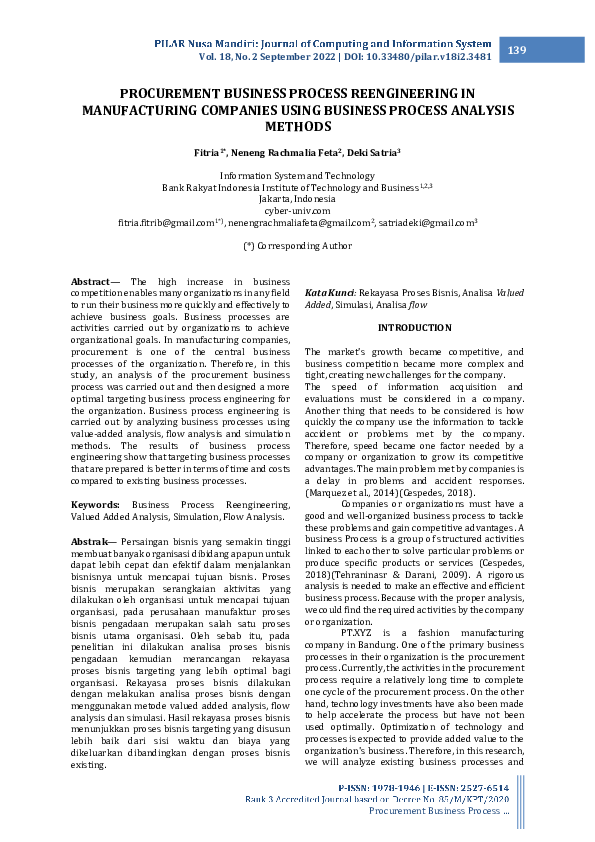 (PDF) Procurement Business Process Reengineering in Manufacturing ...