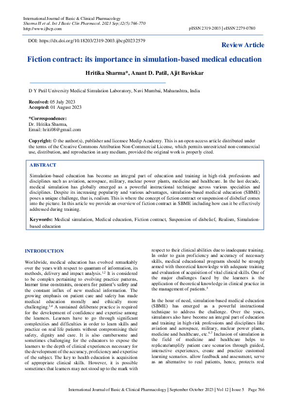 (PDF) Fiction contract: its importance in simulation-based medical ...