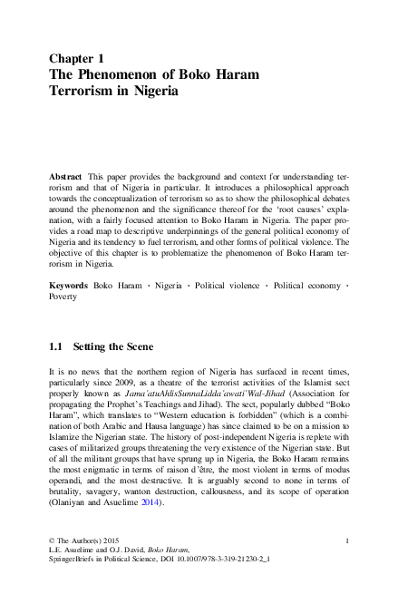 (PDF) The Phenomenon of Boko Haram Terrorism in Nigeria