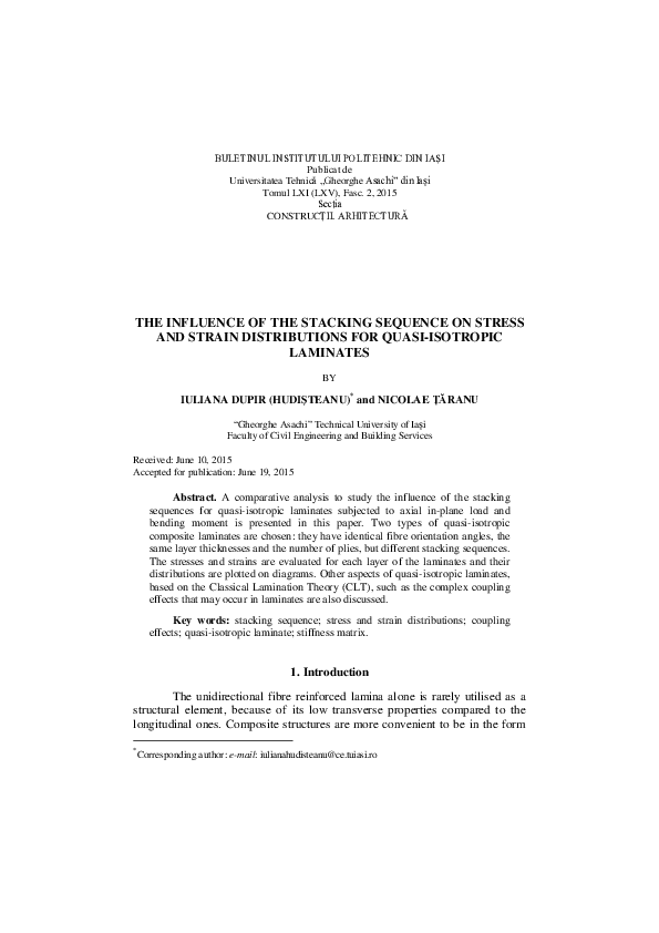 (PDF) The Influence of the Stacking Sequence on Stress and Strain ...