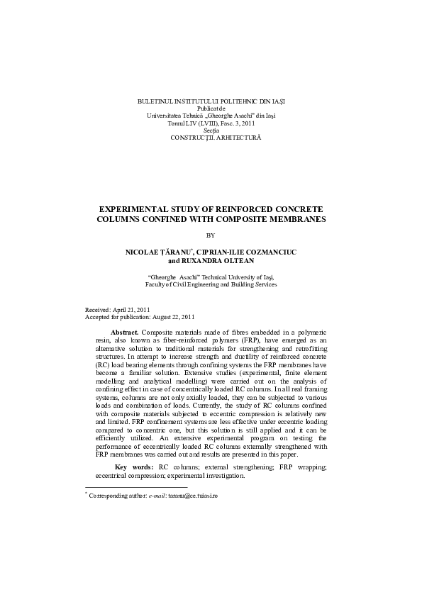 (PDF) Experimental Study of Reinforced Concrete Columns Confined with ...