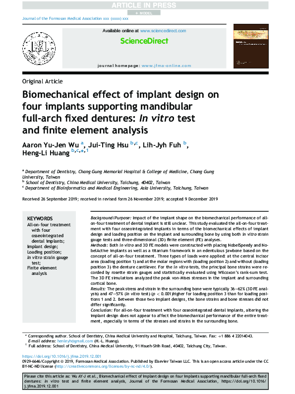 (PDF) Biomechanical effect of implant design on four implants ...