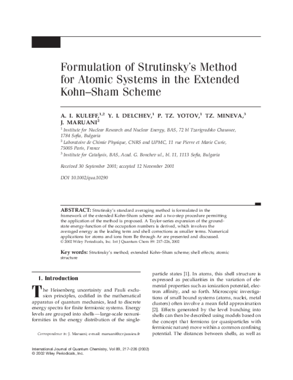 (PDF) Formulation of Strutinsky's method for atomic systems in the ...