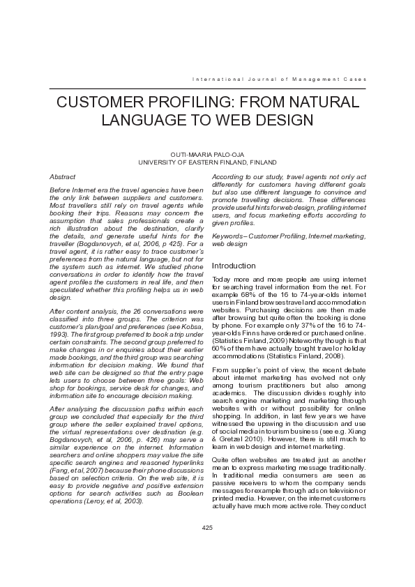(PDF) Customer Profiling: From Natural Language to Web Design