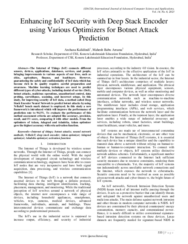 (PDF) Enhancing IoT Security with Deep Stack Encoder using Various ...
