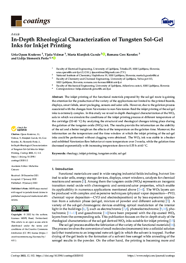 (PDF) In-Depth Rheological Characterization of Tungsten Sol-Gel Inks ...