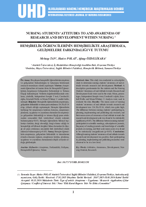 (PDF) Nursing Students Attitudes to and Awareness of Research and ...