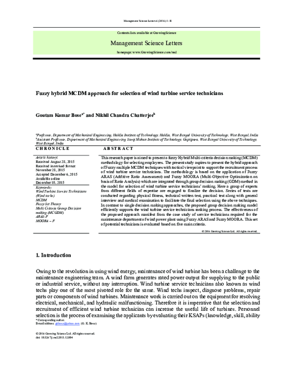 (PDF) Fuzzy hybrid MCDM approach for selection of wind turbine service ...