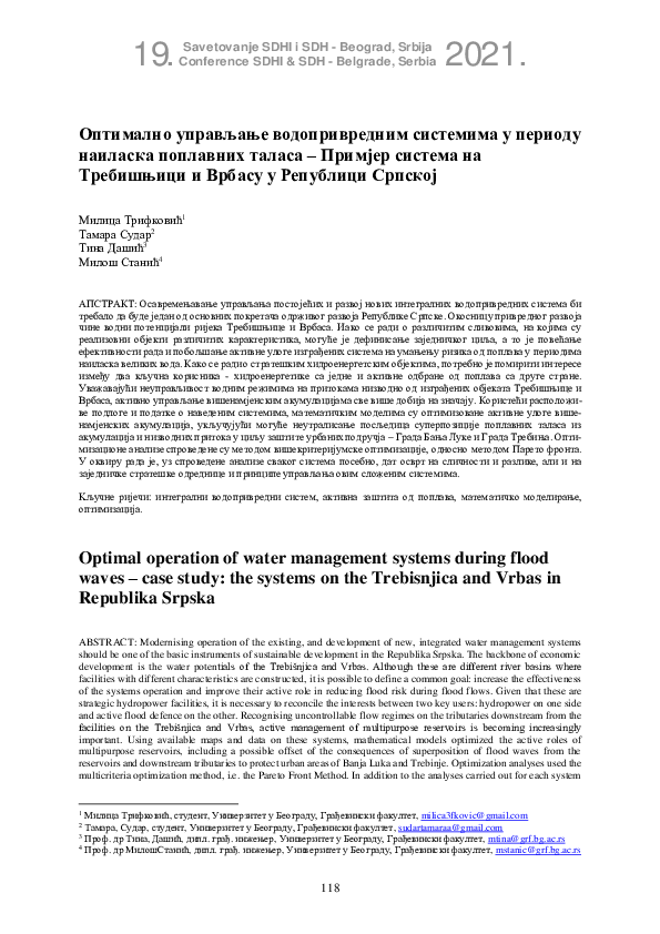 (PDF) optimal Operation of Water Management Systems During Flood Waves ...