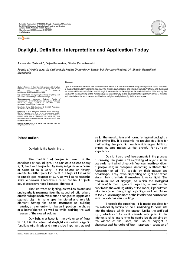 (PDF) Daylight, Definition, Interpretation and Application Today