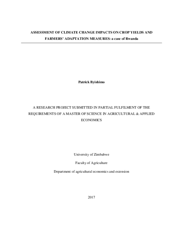 (PDF) ASSESSMENT OF CLIMATE CHANGE IMPACTS ON CROP YIELDS AND FARMERS ...