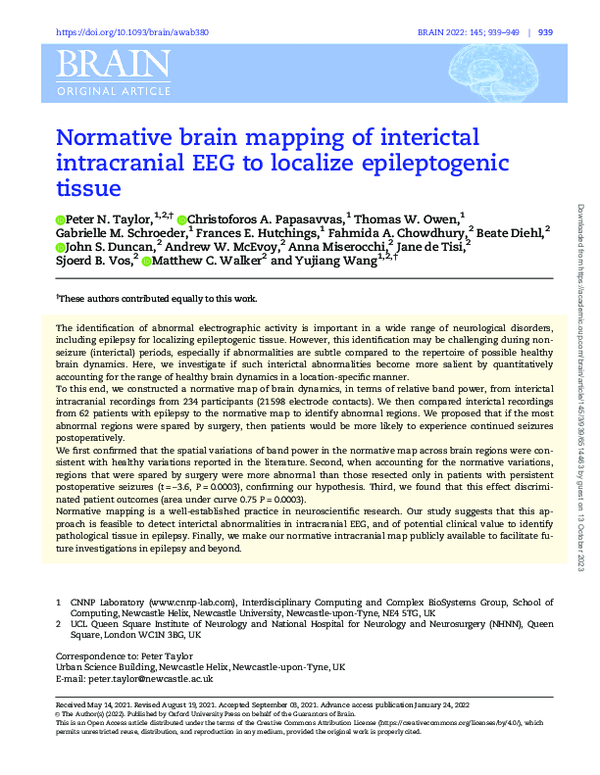 (PDF) Normative brain mapping of interictal intracranial EEG to ...