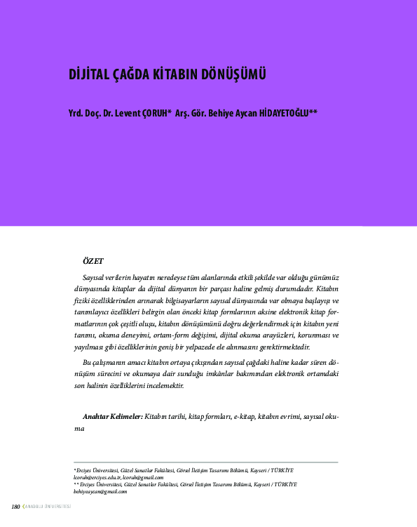 (PDF) Dijital Çağda Kitabın Dönüşümü