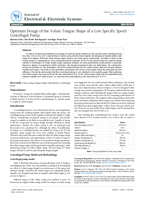 (PDF) Optimum Design of the Volute Tongue Shape of a Low Specific Speed ...