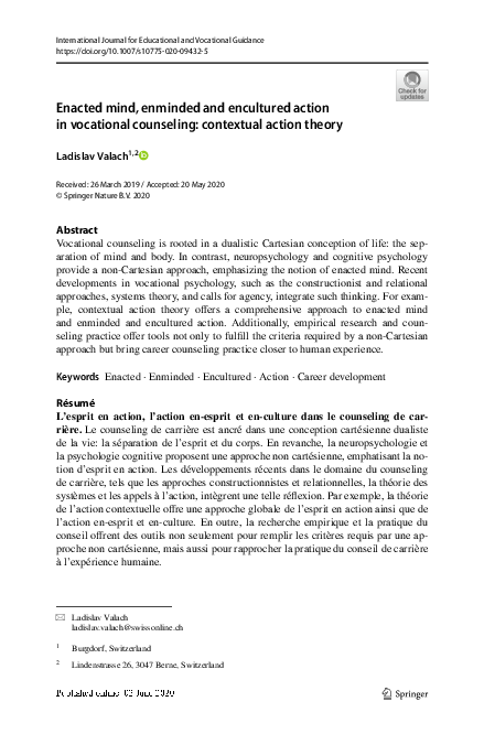 (PDF) Enacted mind, enminded and encultured action in vocational ...