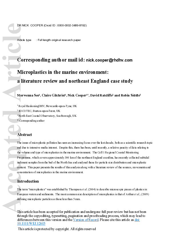 (PDF) Microplastics in the marine environment: a literature review and ...