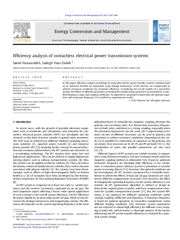 (PDF) Efficiency analysis of contactless electrical power transmission systems Sadegh Vaez